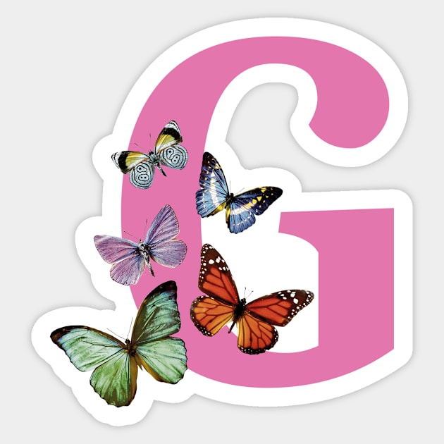 Letter pink G with colorful butterflies Sticker by ColorsHappiness